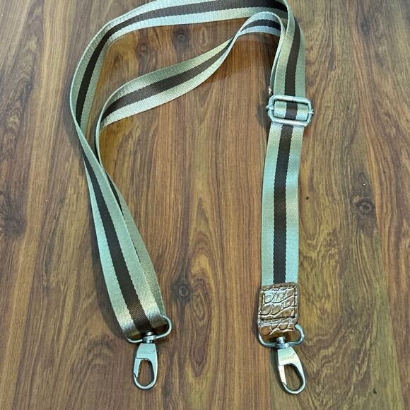 Gussaci gold brown striped purse strap  replacement strap - Picture 1 of 5